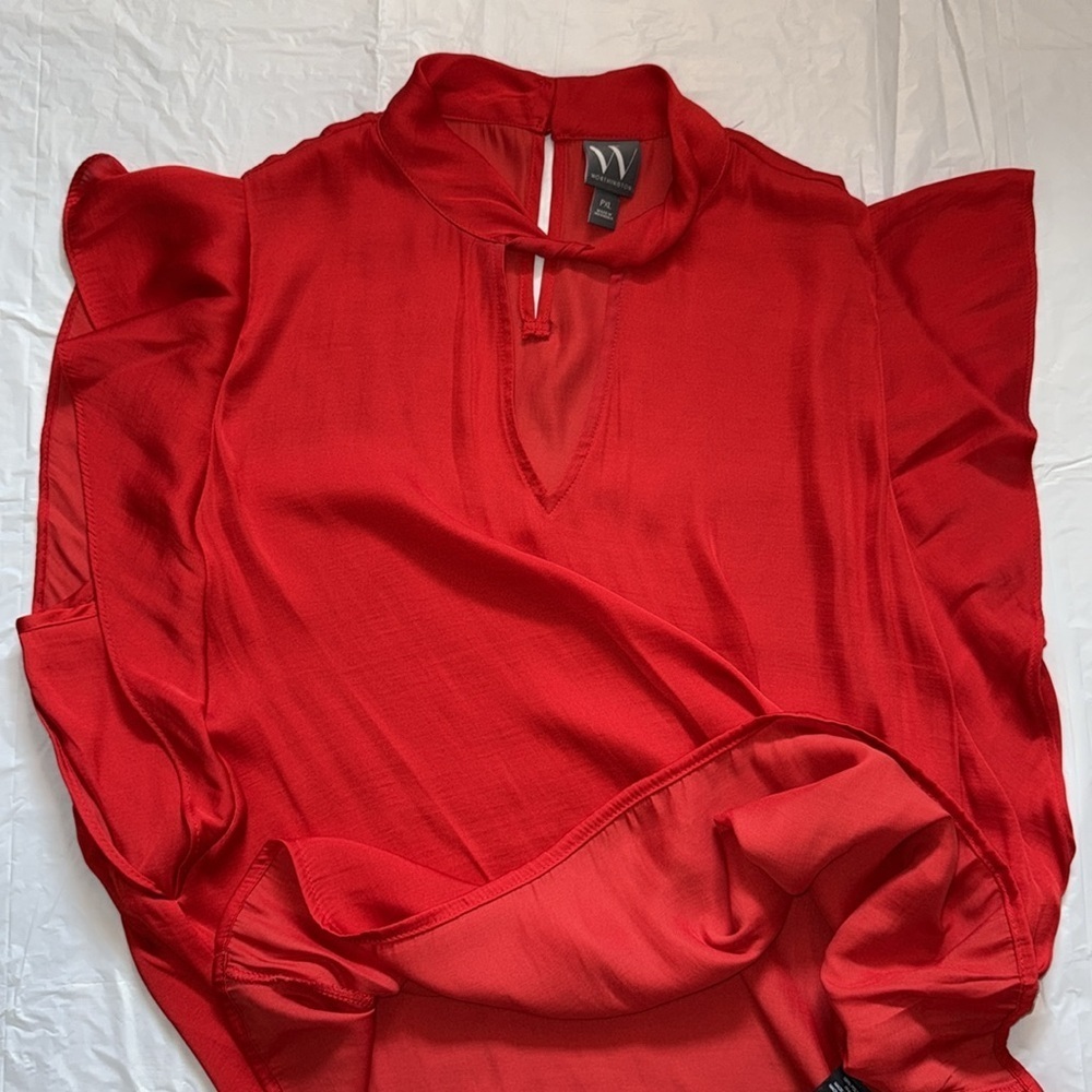 Worthington Elegant Red Ruffle Sleeve Women's Top size XL